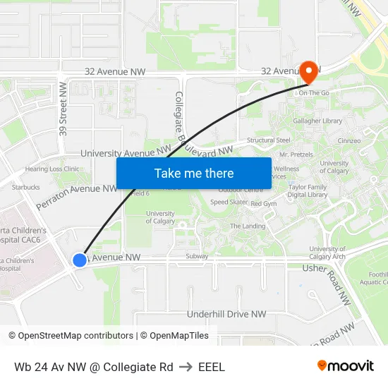Wb 24 Av NW @ Collegiate Rd to EEEL map