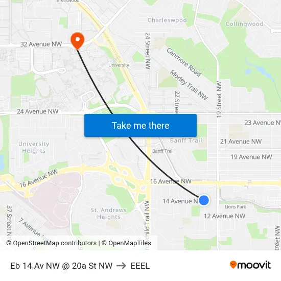 Eb 14 Av NW @ 20a St NW to EEEL map