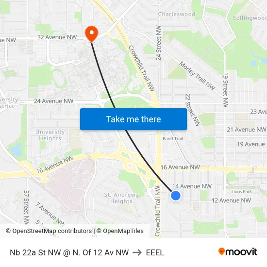 Nb 22a St NW @ N. Of 12 Av NW to EEEL map