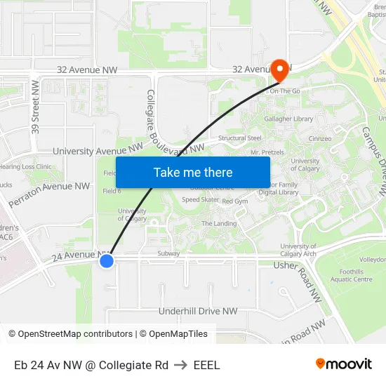Eb 24 Av NW @ Collegiate Rd to EEEL map