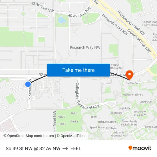 Sb 39 St NW @ 32 Av NW to EEEL map