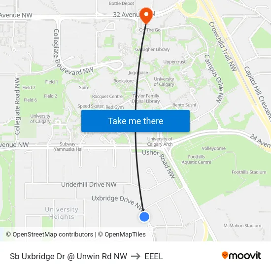 Sb Uxbridge Dr @ Unwin Rd NW to EEEL map