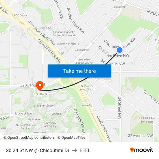 Sb 24 St NW @ Chicoutimi Dr to EEEL map