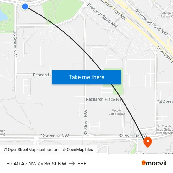 Eb 40 Av NW @ 36 St NW to EEEL map