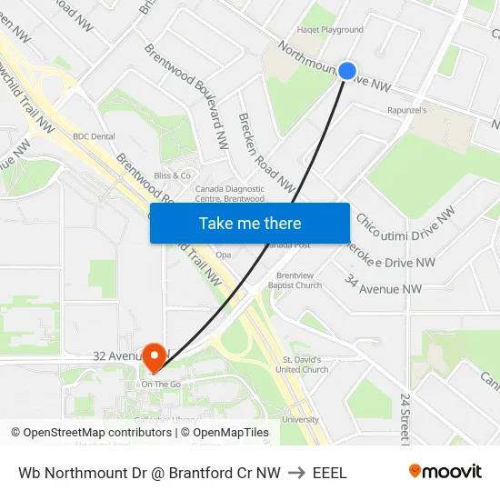 Wb Northmount Dr @ Brantford Cr NW to EEEL map
