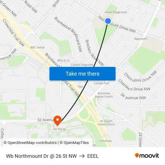 Wb Northmount Dr @ 26 St NW to EEEL map