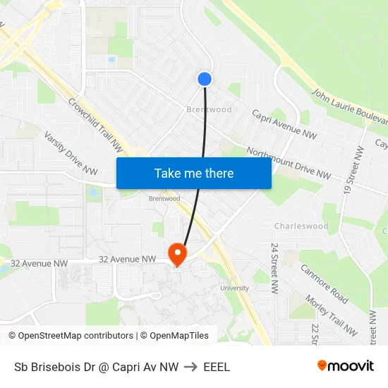 Sb Brisebois Dr @ Capri Av NW to EEEL map
