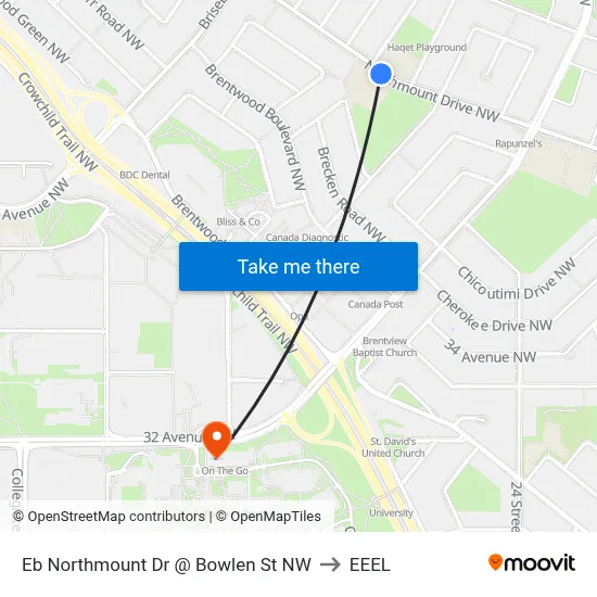 Eb Northmount Dr @ Bowlen St NW to EEEL map