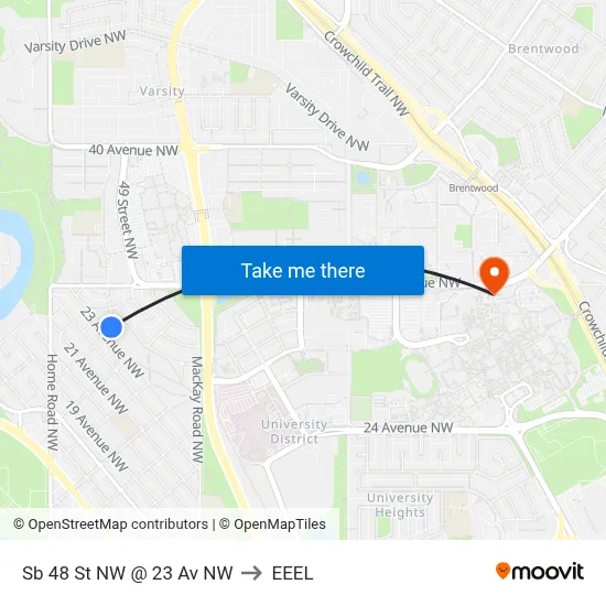 Sb 48 St NW @ 23 Av NW to EEEL map