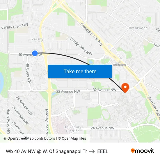 Wb 40 Av NW @ W. Of Shaganappi Tr to EEEL map