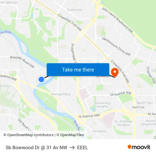 Sb Bowwood Dr @ 31 Av NW to EEEL map