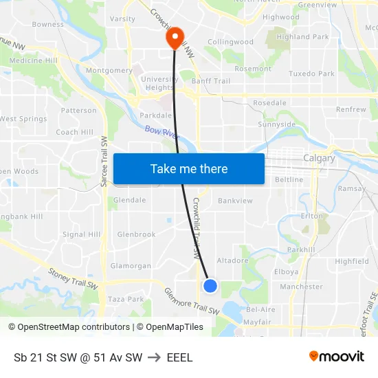 Sb 21 St SW @ 51 Av SW to EEEL map