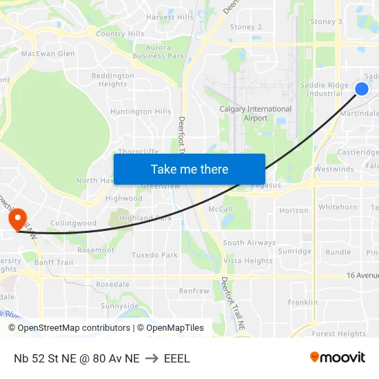 Nb 52 St NE @ 80 Av NE to EEEL map