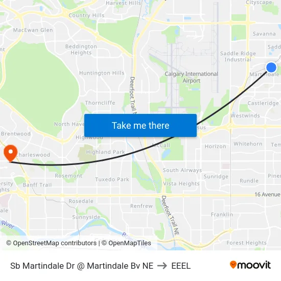 Sb Martindale Dr @ Martindale Bv NE to EEEL map