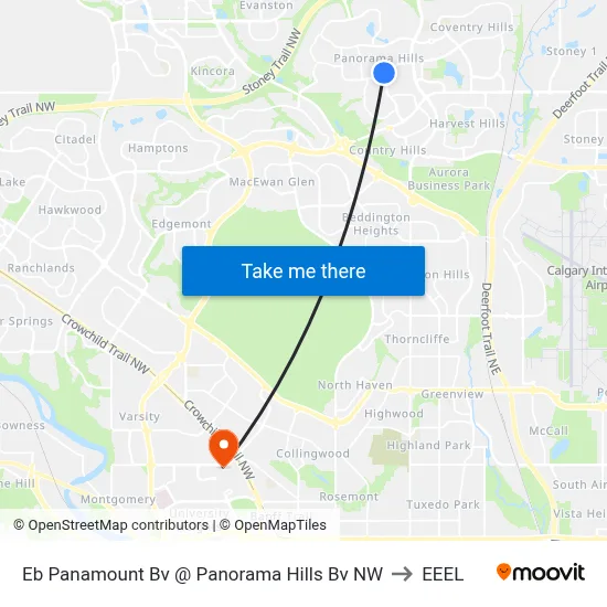 Eb Panamount Bv @ Panorama Hills Bv NW to EEEL map