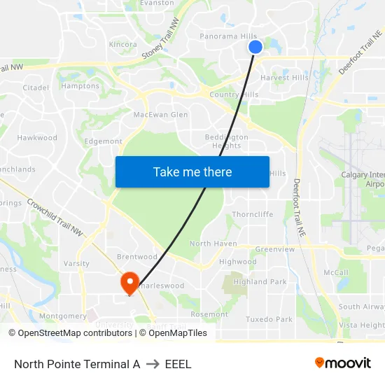 North Pointe Terminal A to EEEL map