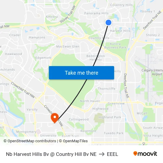 Nb Harvest Hills Bv @ Country Hill Bv NE to EEEL map