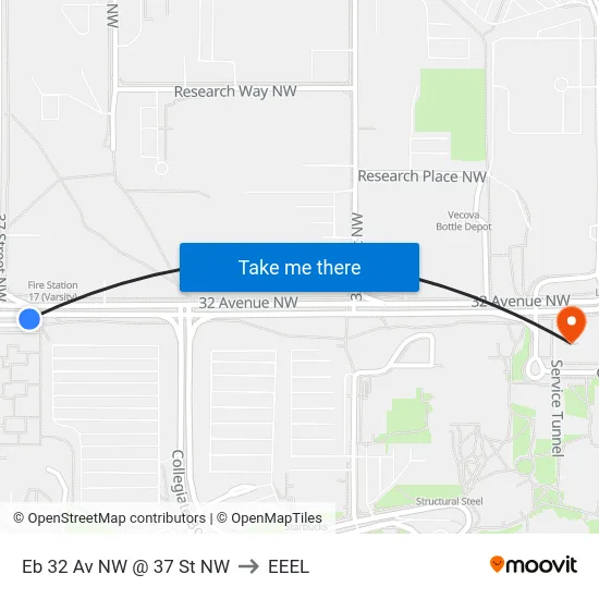 Eb 32 Av NW @ 37 St NW to EEEL map