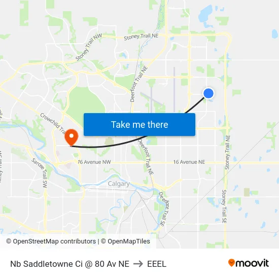 Nb Saddletowne Ci @ 80 Av NE to EEEL map