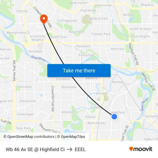 Wb 46 Av SE @ Highfield Ci to EEEL map