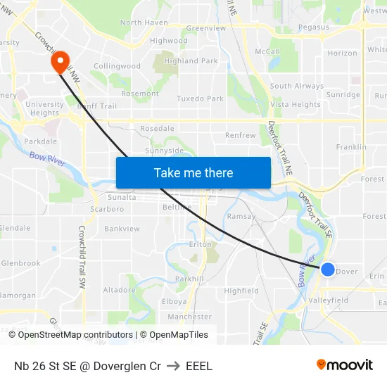 Nb 26 St SE @ Doverglen Cr to EEEL map