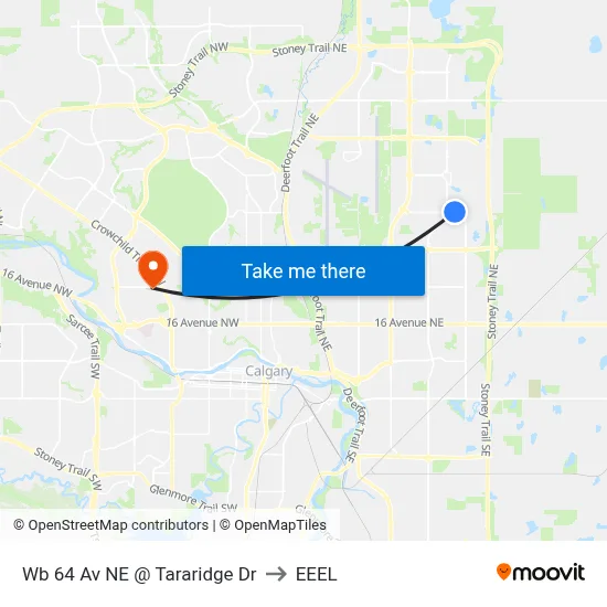Wb 64 Av NE @ Tararidge Dr to EEEL map