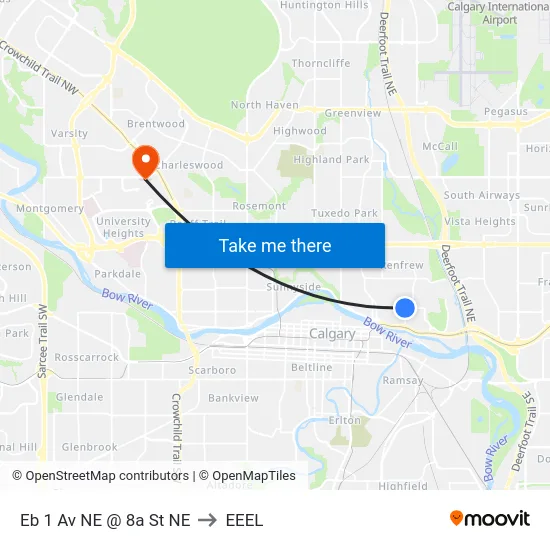 Eb 1 Av NE @ 8a St NE to EEEL map