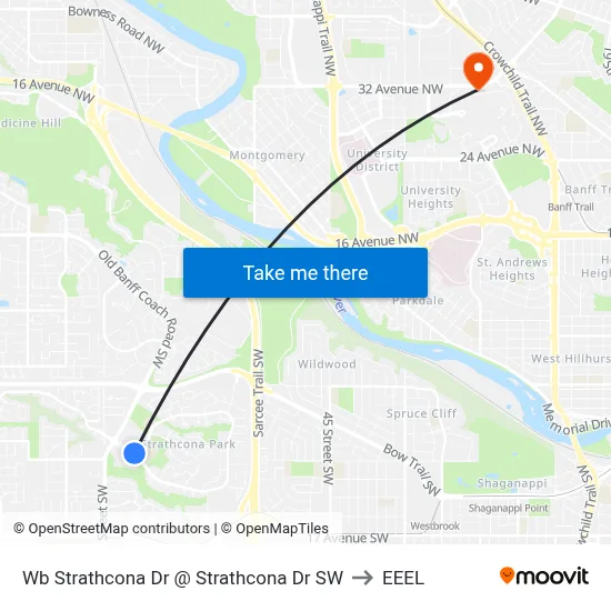 Wb Strathcona Dr @ Strathcona Dr SW to EEEL map