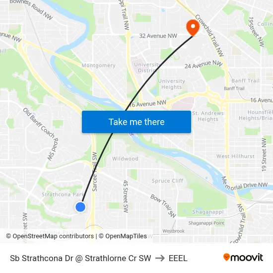Sb Strathcona Dr @ Strathlorne Cr SW to EEEL map