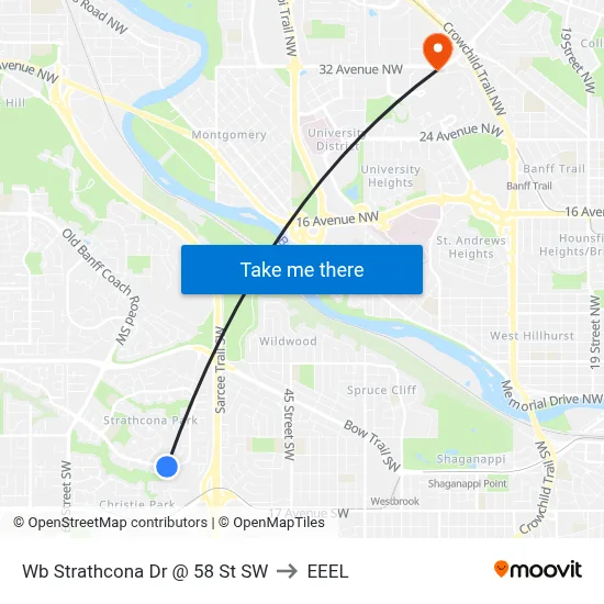 Wb Strathcona Dr @ 58 St SW to EEEL map