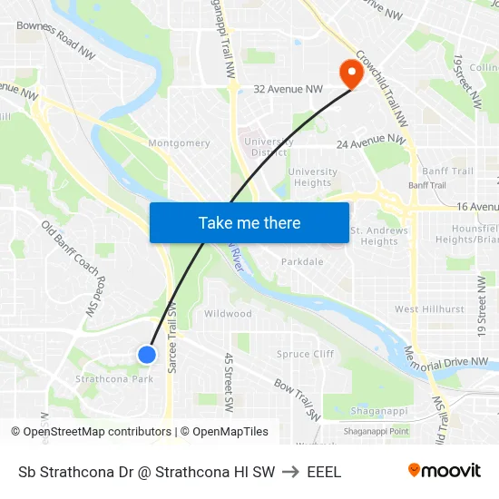 Sb Strathcona Dr @ Strathcona Hl SW to EEEL map