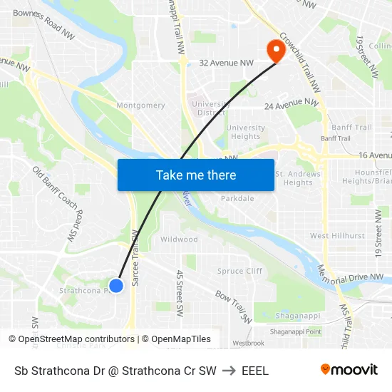 Sb Strathcona Dr @ Strathcona Cr SW to EEEL map