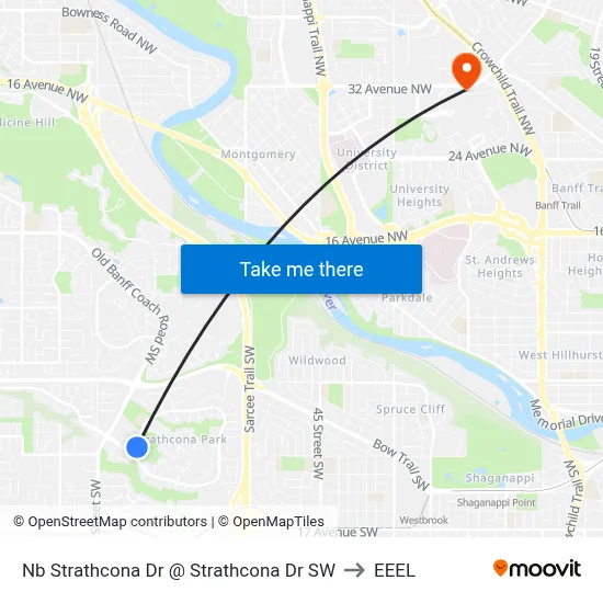 Nb Strathcona Dr @ Strathcona Dr SW to EEEL map