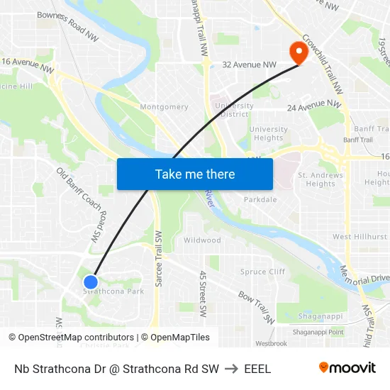Nb Strathcona Dr @ Strathcona Rd SW to EEEL map