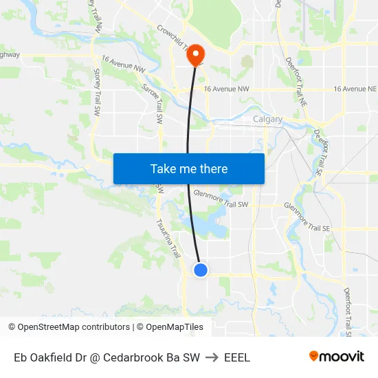 Eb Oakfield Dr @ Cedarbrook Ba SW to EEEL map
