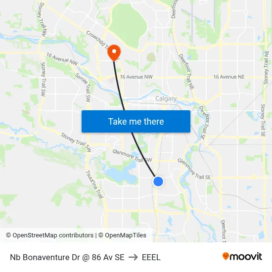 Nb Bonaventure Dr @ 86 Av SE to EEEL map