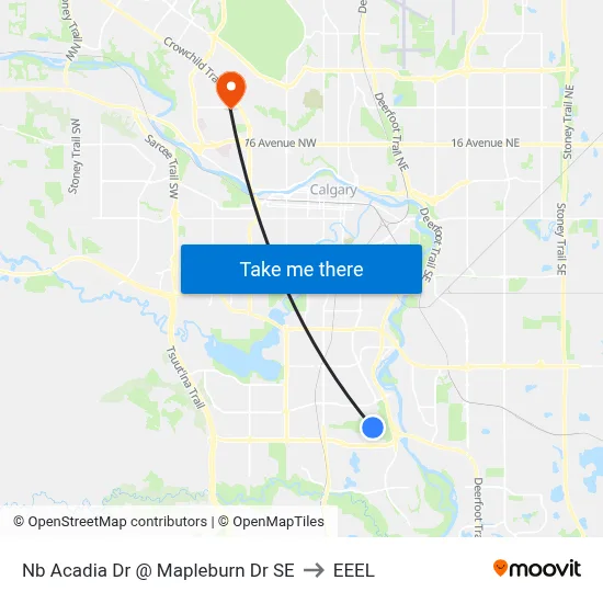 Nb Acadia Dr @ Mapleburn Dr SE to EEEL map