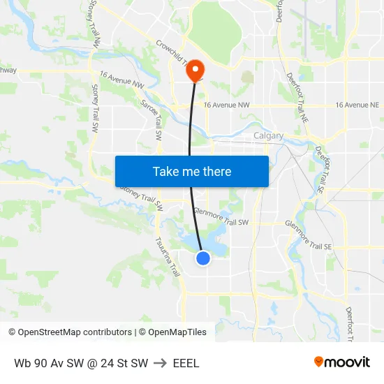 Wb 90 Av SW @ 24 St SW to EEEL map