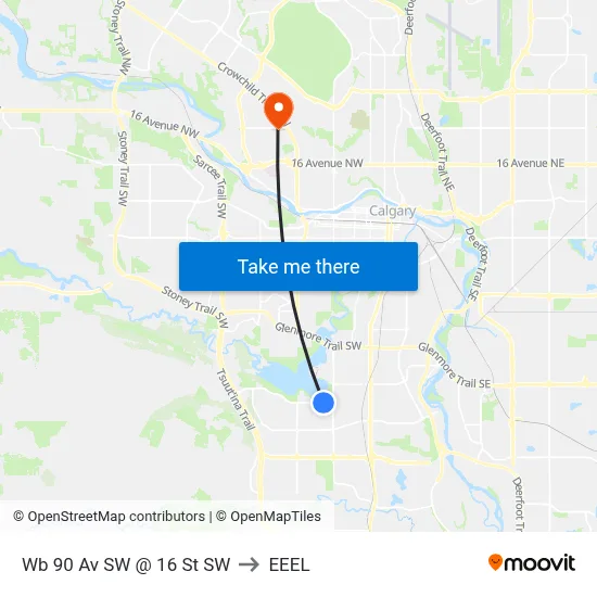 Wb 90 Av SW @ 16 St SW to EEEL map