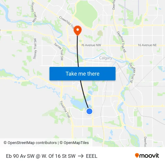 Eb 90 Av SW @ W. Of 16 St SW to EEEL map