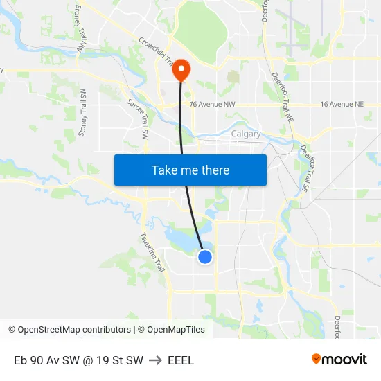 Eb 90 Av SW @ 19 St SW to EEEL map