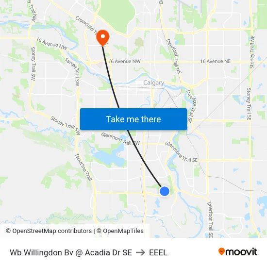 Wb Willingdon Bv @ Acadia Dr SE to EEEL map