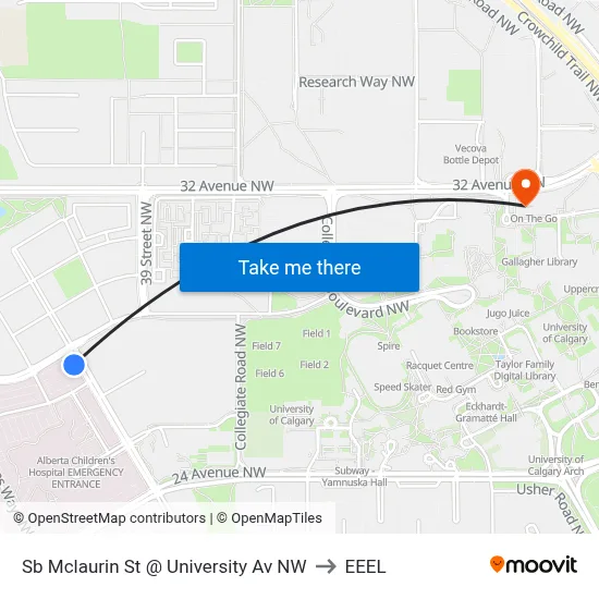 Sb Mclaurin St @ University Av NW to EEEL map