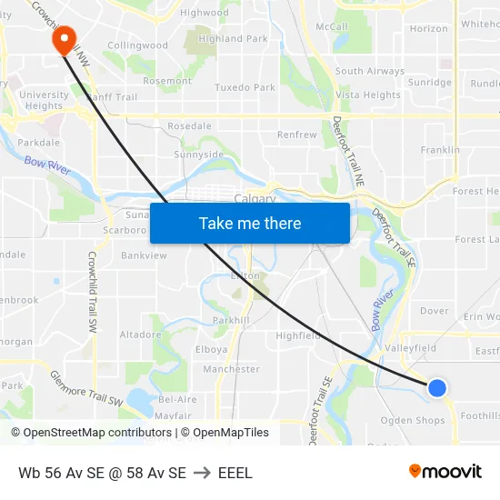 Wb 56 Av SE @ 58 Av SE to EEEL map