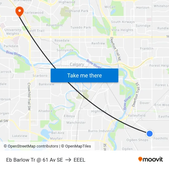 Eb Barlow Tr @ 61 Av SE to EEEL map
