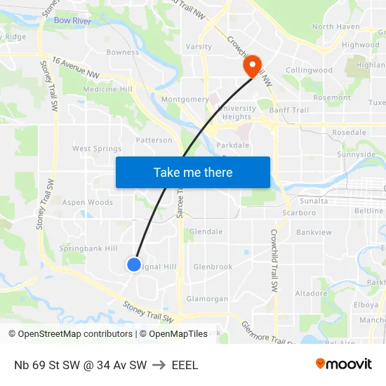 Nb 69 St SW @ 34 Av SW to EEEL map
