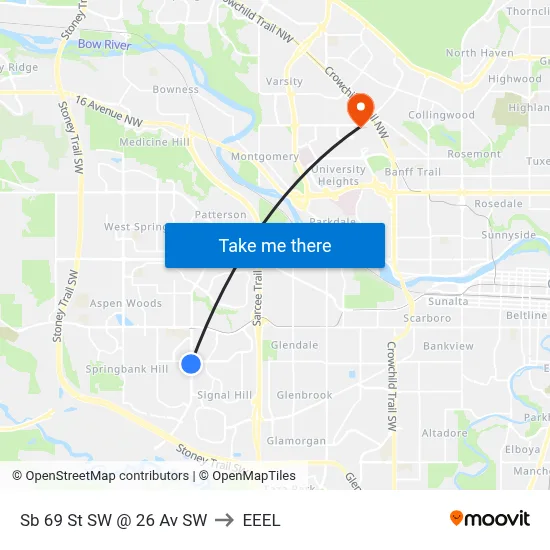 Sb 69 St SW @ 26 Av SW to EEEL map