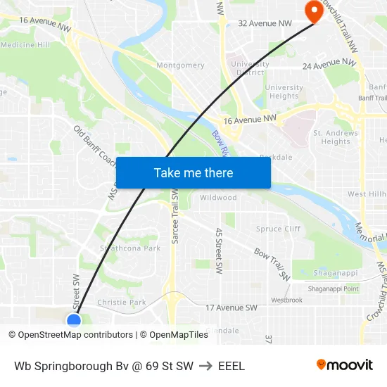 Wb Springborough Bv @ 69 St SW to EEEL map