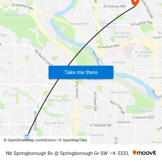 Nb Springborough Bv @ Springborough Gr SW to EEEL map