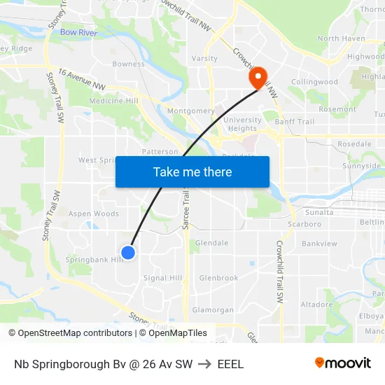 Nb Springborough Bv @ 26 Av SW to EEEL map